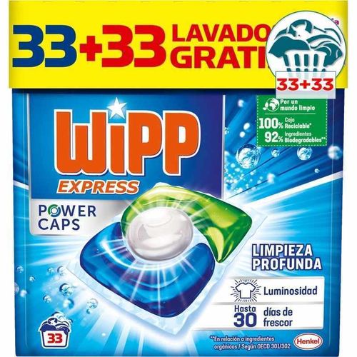 Wipp. Detergent In Power Capsules. 33 Units + 33 Floral Freshness Units.