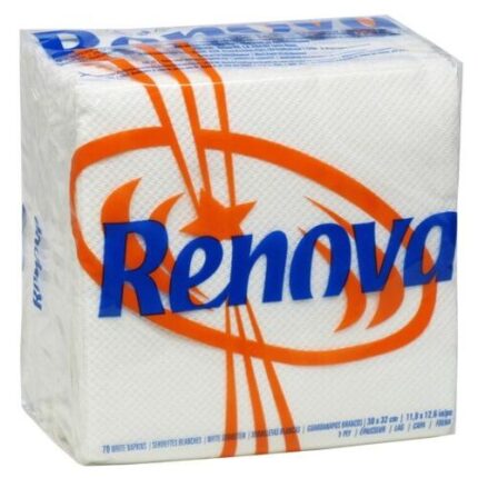 Paquete de servilletas Renova blancas 1 capa 30x32 70 unidades