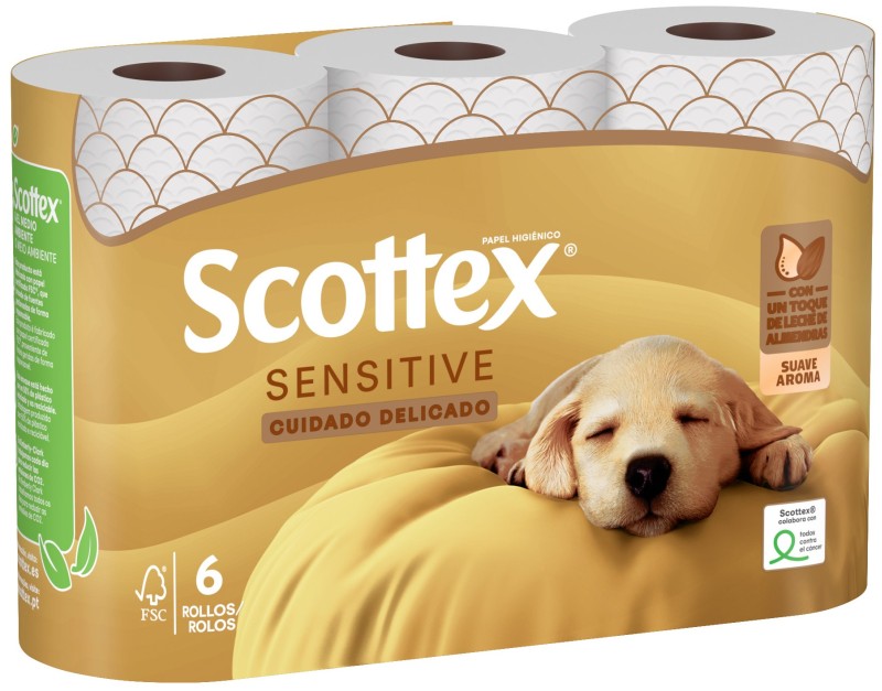 076690 Papel Scottex Sensitive 3 Capas 19,47m 6 Rollos - Imagen 1