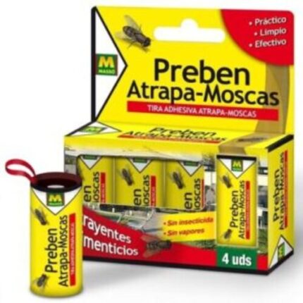 Tira atrapa moscas Massó Preben pack 4 unidades adhesivo sin insecticidas