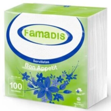 Paquete de servilletas Famadis 2 capas 33x33 100 unidades