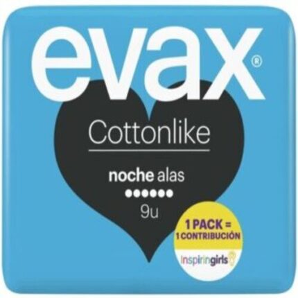 Compresas Evax Cottonlike Noche con alas paquete 9 unidades
