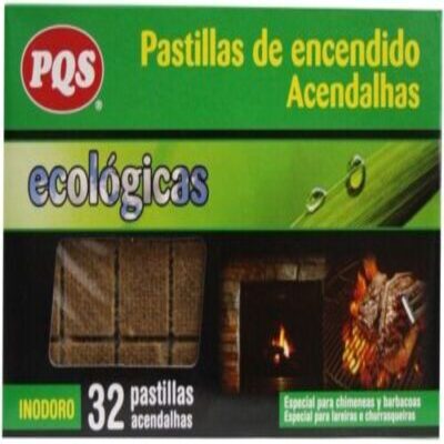 Pack de 32 pastillas ecológicas PQS para encender barbacoas y chimeneas