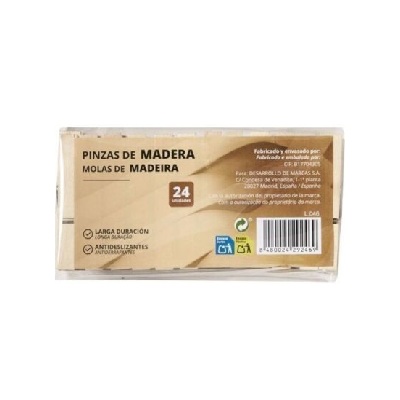 Pinzas de madera para ropa pack 24 unidades