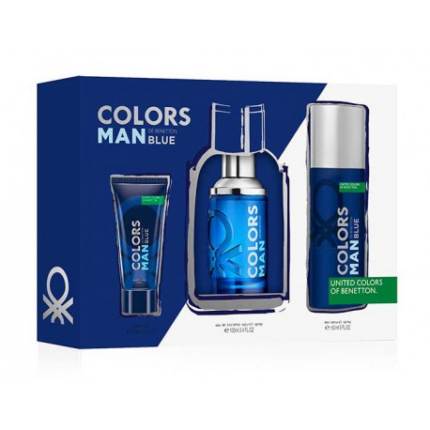 Set de regalo Benetton Color Man Blue con colonia, desodorante y gel de ducha