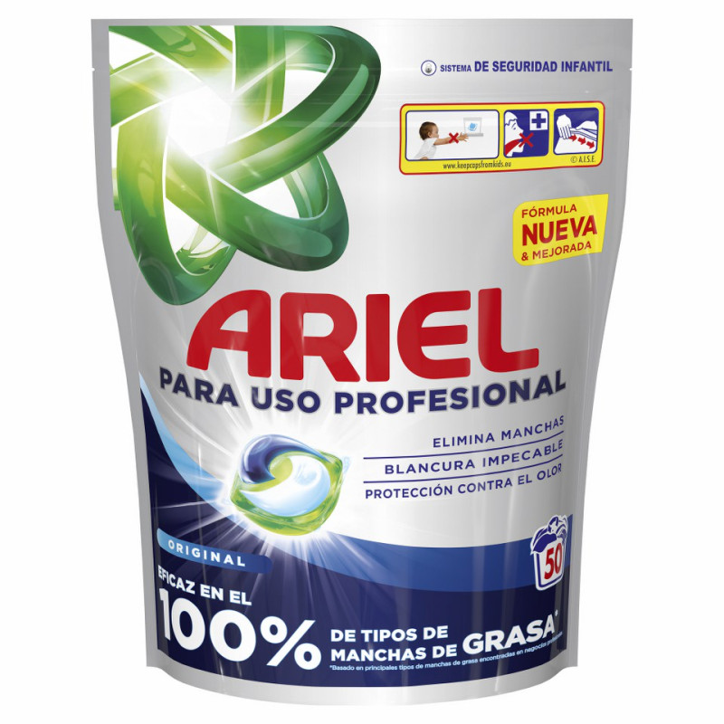 ARIEL-PODS-DET-CAPS-50UD-ORIGINAL Ariel Detergente Fórmula Profesional Original 50 Cápsulas - Imagen 1