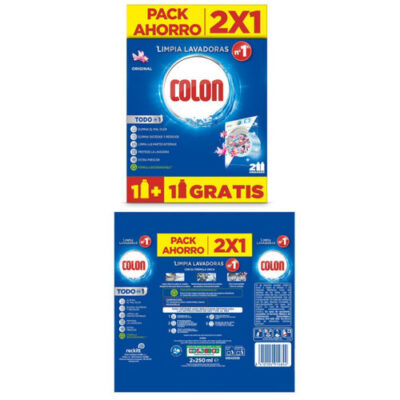 Colón limpialavadoras 250 ml duplo Limpialavadoras Colón 250 ml duplo para limpieza profunda del electrodoméstico