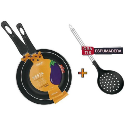 Lote de sartenes Vesta 22 y 26 cm con espumadera