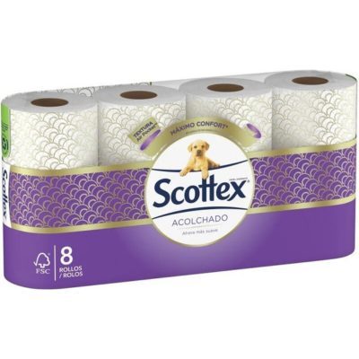 Papel higiénico Scottex acolchado 3 capas pack 8 rollos