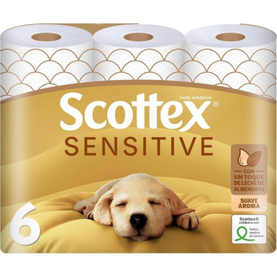 Papel higiénico Scottex Sensitive 3 capas pack 6 rollos