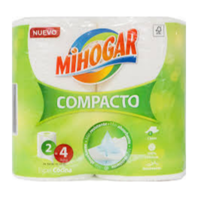 Papel cocina Mihogar compacto pack 2=4 rollos