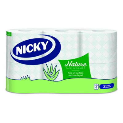 Papel higiénico Nicky Nature 3 capas 6 rollos