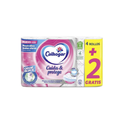 Papel higiénico Colhogar Cuida & Protege 3 capas formato 4+2 rollos