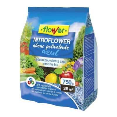 flower-abono-polivalente-azul-granulado-750g Envase de Flower abono polivalente azul 750gr para todo tipo de plantas y cultivos