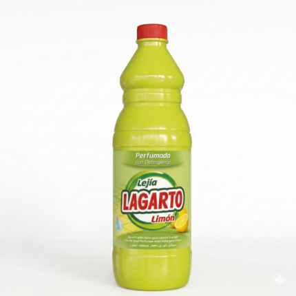 Botella de Lejía detergente limón Lagarto para desinfección de cocinas y suelos