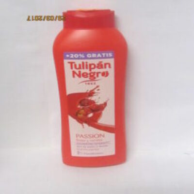 Botella de Gel de baño y ducha Tulipán Negro Passion Fresa y Cereza aroma frutal