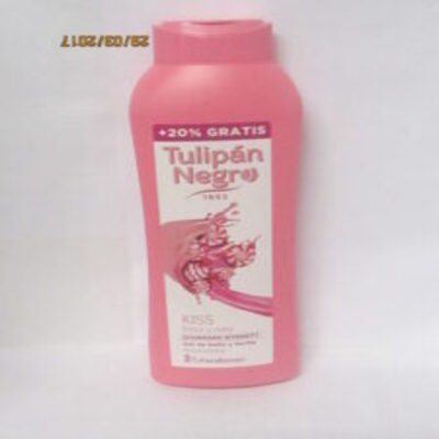 Botella de Gel de baño y ducha Tulipán Negro Kiss Fresa y Nata con aroma dulce