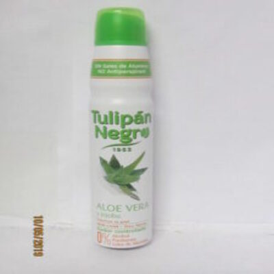 Bote de desodorante en Spray Tulipan Negro Aloe Vera y Jojoba de 200 ml para pieles sensibles.