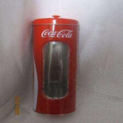 Bote metálico Coca‑Cola para pajitas diseño retro