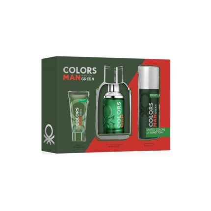 Set de regalo Benetton Colors Man Green con colonia, desodorante y gel de ducha