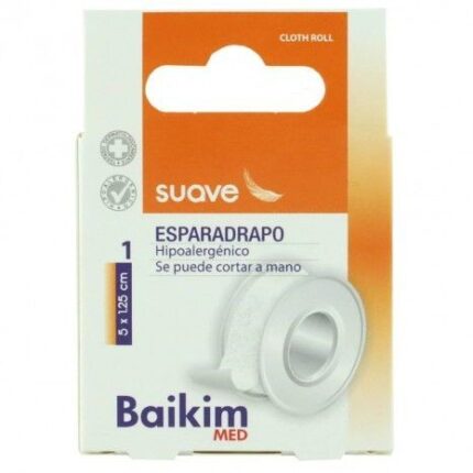 Esparadrapo médico suave e hipoalergénico marca Baikim para piel sensible