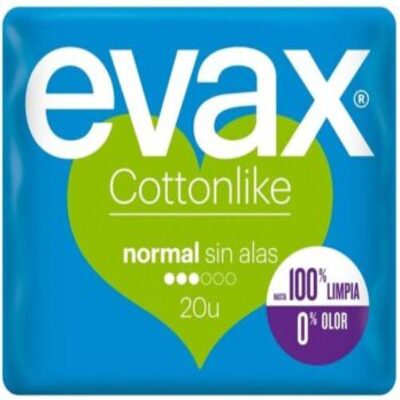 Paquete de compresas Evax Normal Cotton-Like para flujo moderado