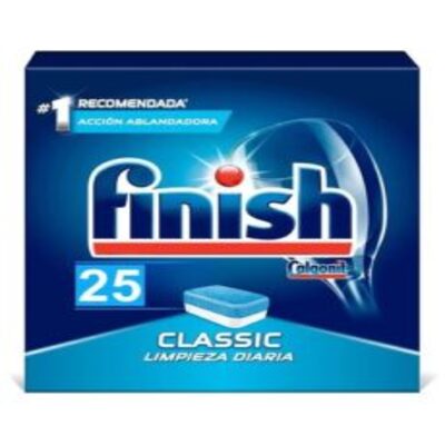 Paquete de Finish pastillas classic lavavajillas 25 unidades con tecnología de pre-remojo