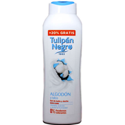 Botella de Gel de baño y ducha Tulipán Negro Algodón y Talco para piel sensible