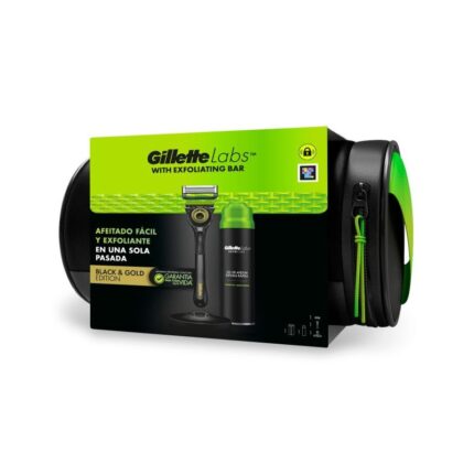 Neceser Gillette Labs con maquinilla exfoliante, gel de afeitar y recambio