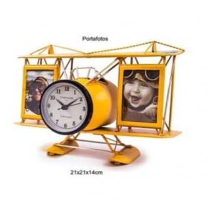 Reloj decoración portafoto avión Timemark estilo vintage