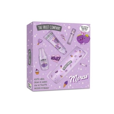 Estuche de regalo The Fruit Company aroma moras con aceite labial, crema de manos, colonia y neceser