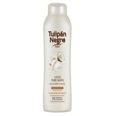 Bote de gel de baño y ducha Gel Tulipan Negro Coco Pure White con extracto de coco.