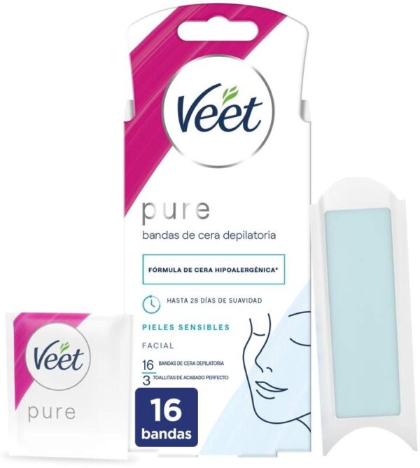 VEET DEPIL  BANDA FACIAL PURE 16U PIEL/SENSIBLE - Imagen 1