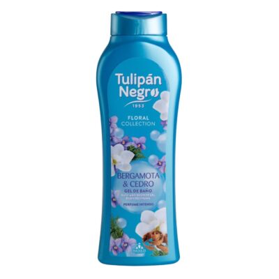 gel-tulipan-negro-bergamota-cedro-650ml Botella de Gel de baño Tulipán Negro Bergamota y Cedro con fragancia fresca y amaderada