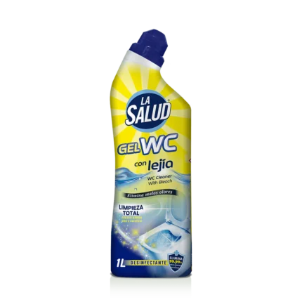 Botella de Gel WC con lejía La Salud de 1 litro con cuello direccional