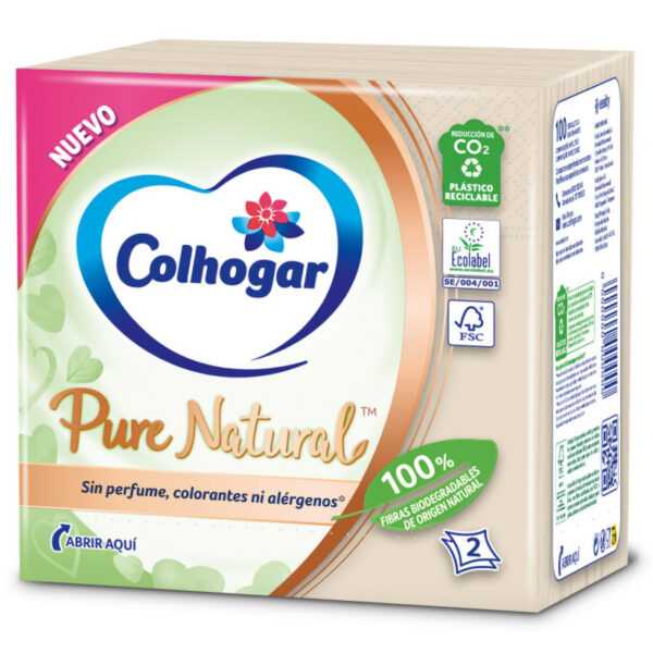 COLHOGAR SERVILLETAS PURE NATURAL 100 UNIDADES - Imagen 1