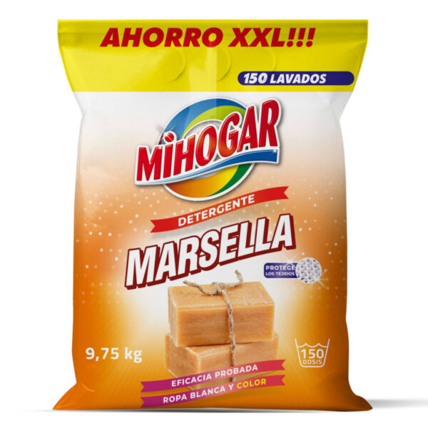 MIHOGAR DETERGENTE POLVO  JABON MARSELLA SACO 150 DOSIS 9.75KG - Imagen 1