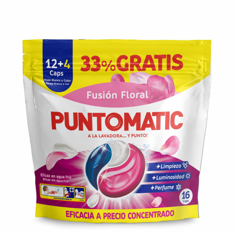 PUNTO-MATIC-DET-CAPS-TP-ACC-124UD-FLORA PUNTO MATIC DETERGENTE CAPS TP ACC 12+4UD FUSION FLORAL - Imagen 1