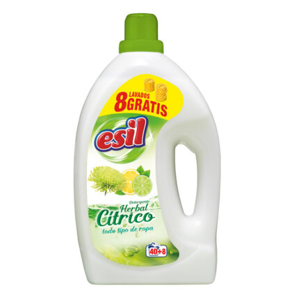 Botella de detergente líquido Esil 2,6 litros fragancia herbal 48 dosis