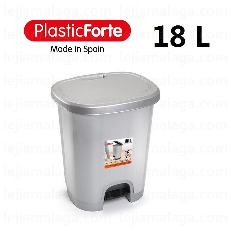 cubo-de-basura-pedal-plasticforte-18-l-plata CUBO DE BASURA PEDAL PLASTICFORTE 18 L PLATA - Imagen 1