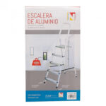 Escalera doméstica de aluminio con 3 peldaños y plataforma de seguridad