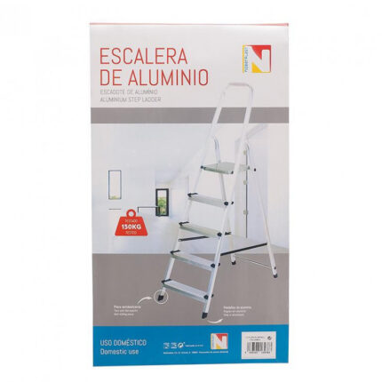 Escalera doméstica de aluminio con 3 peldaños y plataforma de seguridad