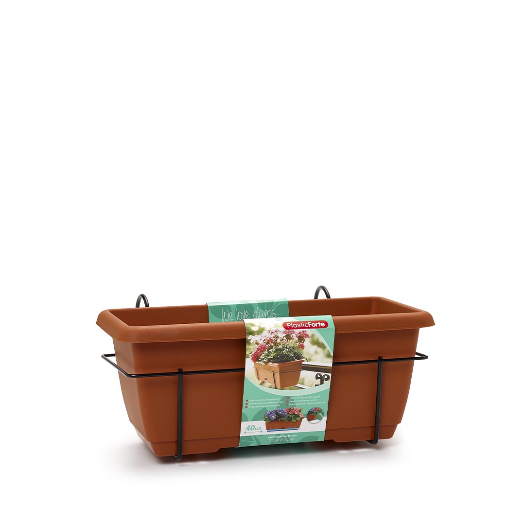 jardinera_0066_11906 PLASTIC FORTE Jardinera Balconera 40 cm con Soporte - Imagen 1