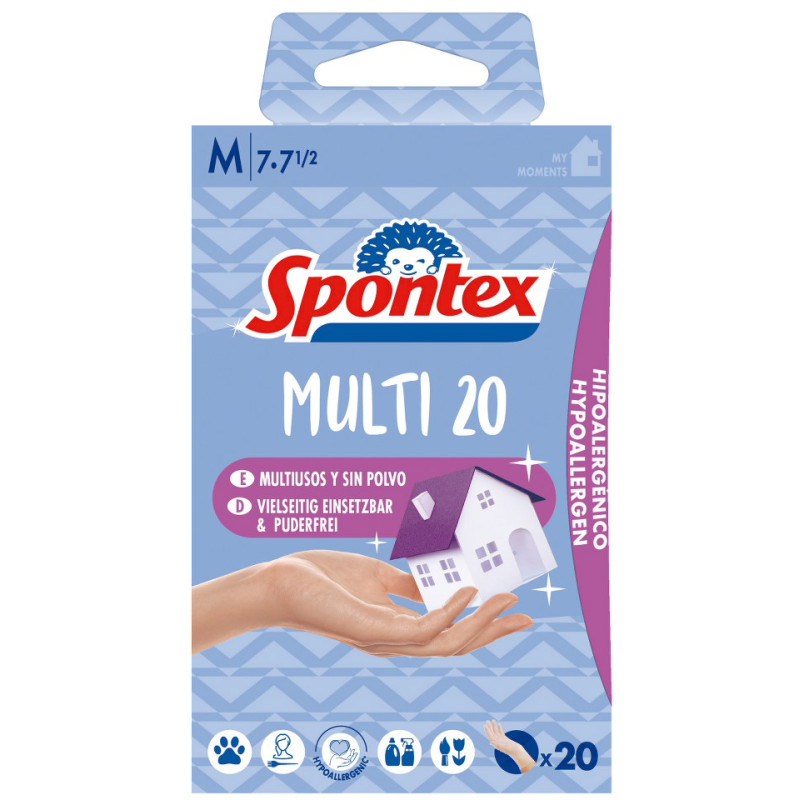 SPONTEX-GUANTE-MULTI-20U-T7 SPONTEX GUANTE MULTIUSO 20 UDS. TALLA 7 - Imagen 1