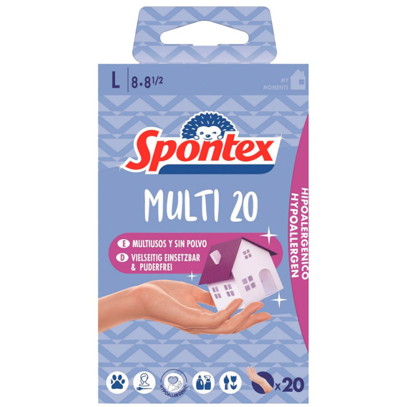 SPONTEX-GUANTE-MULTI-20U-T8 SPONTEX GUANTE MULTIUSO 20 UDS. TALLA 8 - Imagen 1