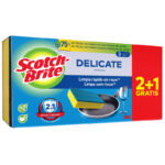 Estropajo Scotch‑Brite Delicate No Raya pack 2+1 con regalo metálico