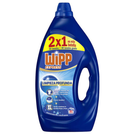 Wipp Express   Detergente Gel 40+40d 3.6 Litros azul