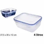 Fiambrera de plástico rectangular hermética Seal de 4 litros