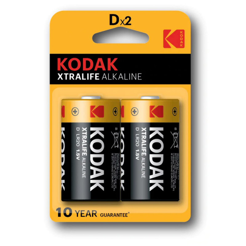 KODAK-PILAS-ALCALINA-LR20-D-B2 KODAK Pila Xtralife Alkaline D x2 uds. - Imagen 1